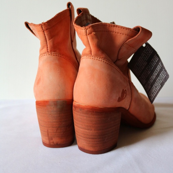 NWT Felmini Orange Leather Heeled Ankle Boot Women's 38 (US 7) Handmade Fall - Picture 6 of 10